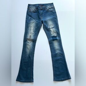 Vigoss Flare Patchwork Boho Stretch Bell Bottom Juniors Jeans sz 14